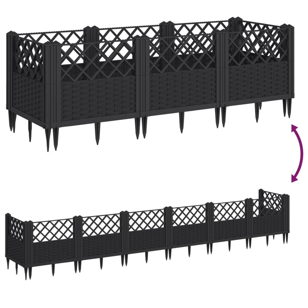 vidaXL Garden Planter | Black | PP (polypropylene) | 123.5x43.5x43.5 cm 6