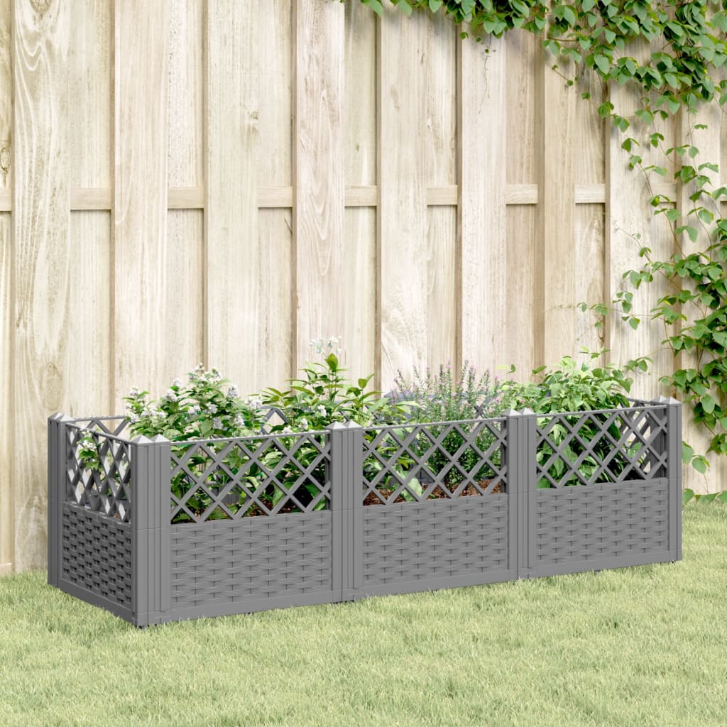 vidaXL Garden Planter | Light Grey | Polypropylene | Large | Modular 1