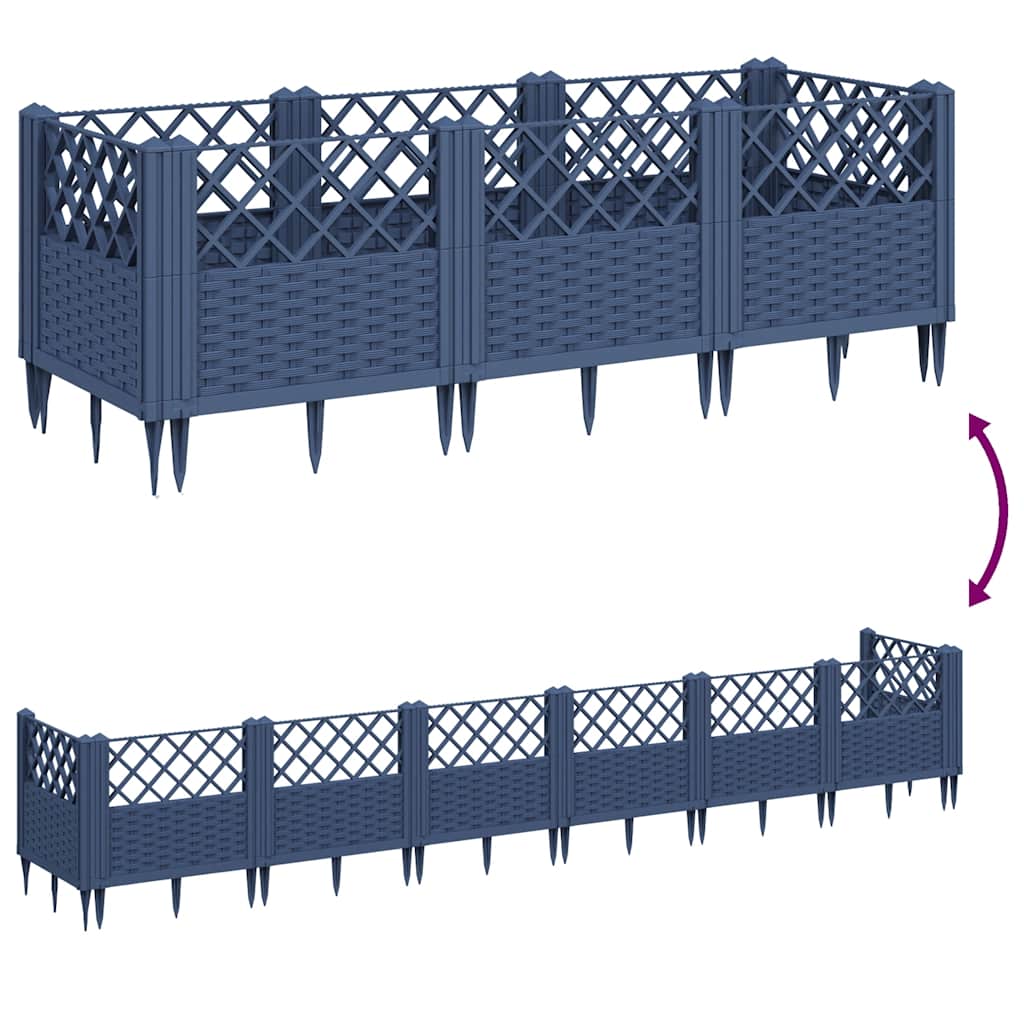 vidaXL Garden Planter | Blue grey | Polypropylene | 123.5x43.5x43.5 cm | Modular 6