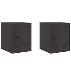 vidaXL Bedside Cabinets 2pcs Black 34.5x39x44 cm Steel 2