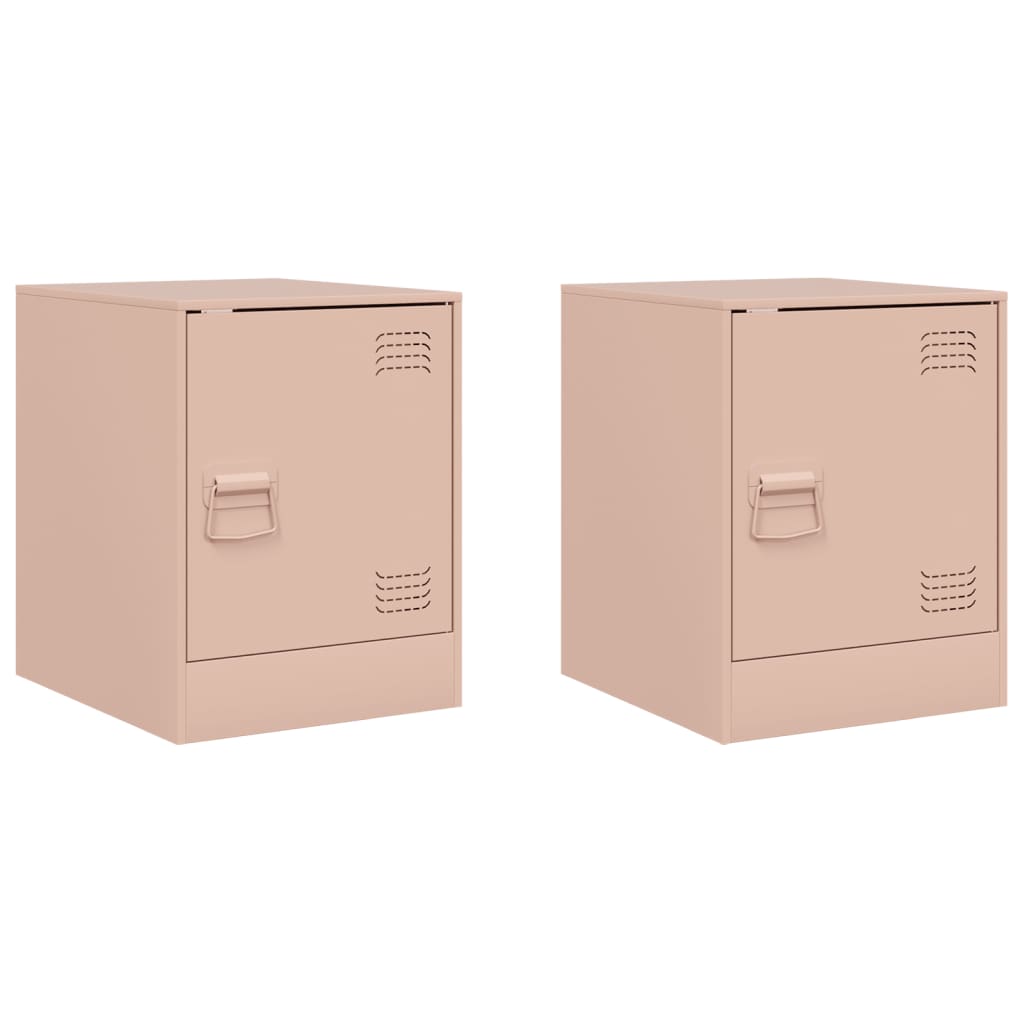vidaXL Bedside Cabinets 2 pcs Pink 34.5x39x44 cm Steel 2