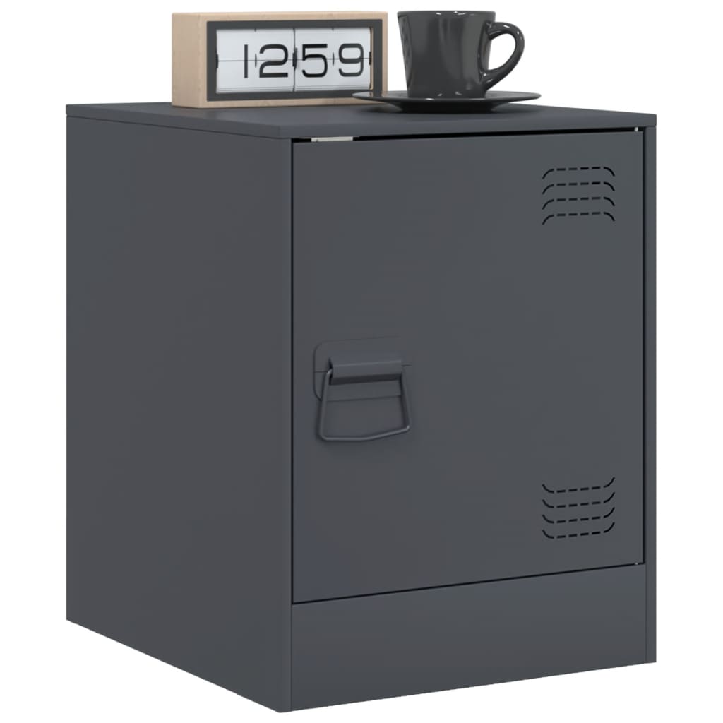vidaXL Bedside Cabinets 2 pcs Anthracite 34.5x39x44 cm Steel 3
