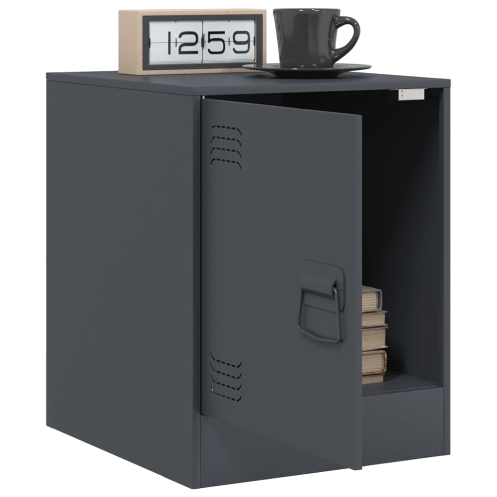 vidaXL Bedside Cabinets 2 pcs Anthracite 34.5x39x44 cm Steel 4