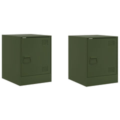 vidaXL Bedside Cabinets 2 pcs Olive Green 34.5x39x44 cm Steel 2