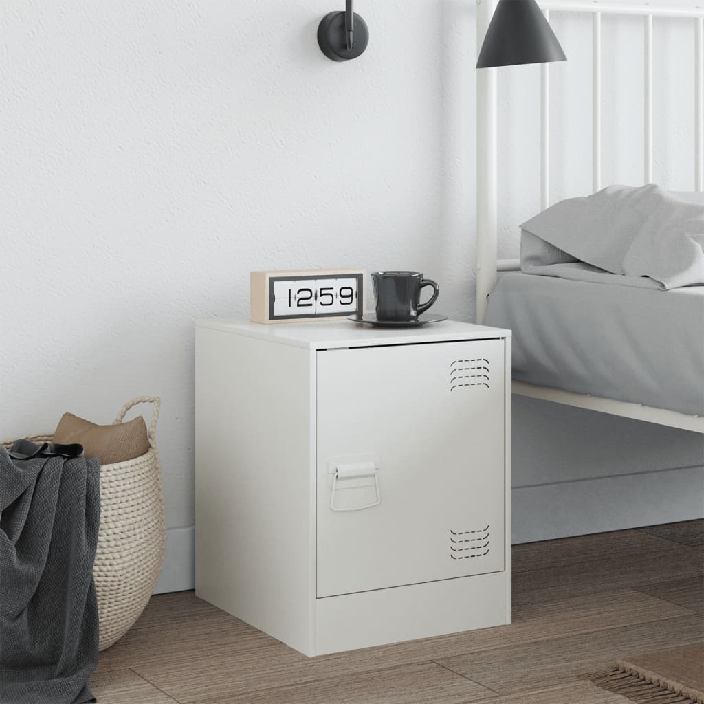 vidaXL Bedside Cabinet White 34.5x39x44 cm Steel 3