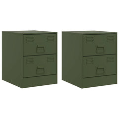 vidaXL Bedside Cabinets 2 pcs Green 34.5x39x44 cm Steel 2