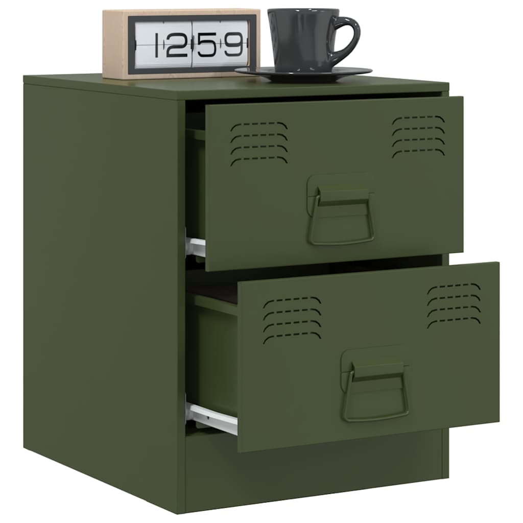 vidaXL Bedside Cabinets 2 pcs Green 34.5x39x44 cm Steel 4