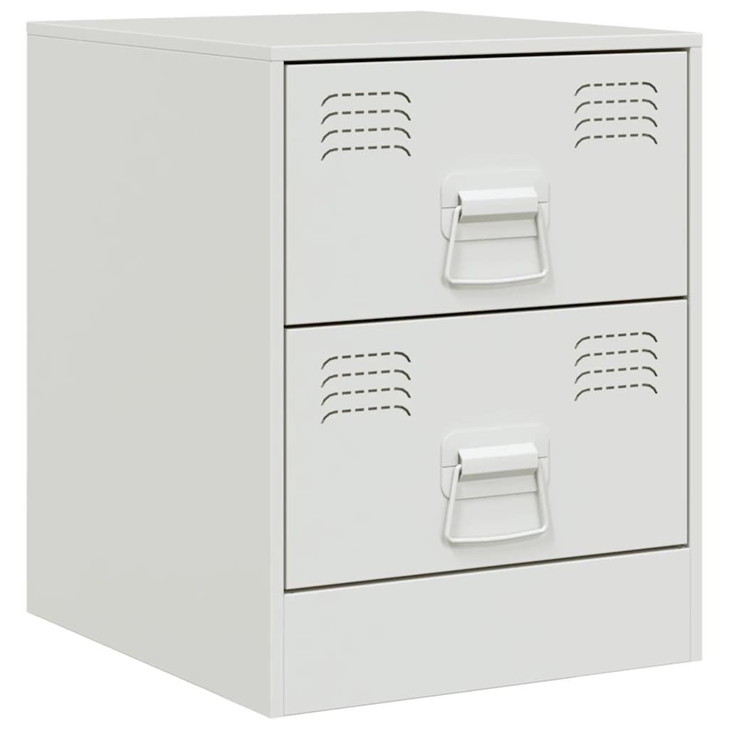 vidaXL Bedside Cabinet White 34.5x39x44 cm Steel 2
