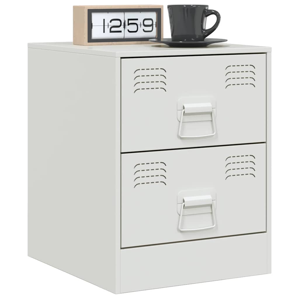 vidaXL Bedside Cabinet White 34.5x39x44 cm Steel 4