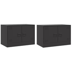 vidaXL TV Cabinets 2pcs Black 67x39x44 cm Steel 2