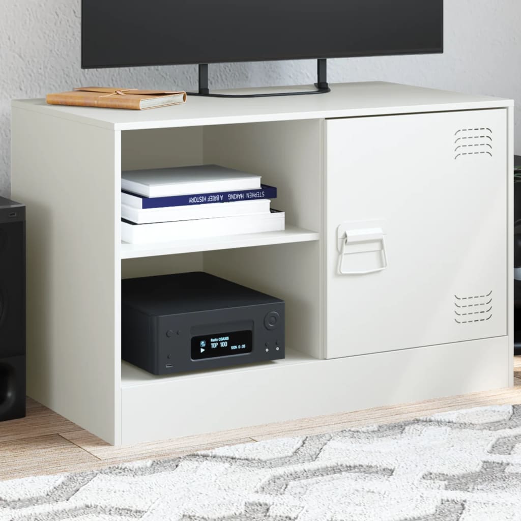 vidaXL TV Cabinet White 67x39x44 cm Steel 1