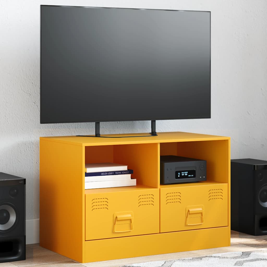 TV Cabinet 67x39x44 cm Steel Mustard yellow 1