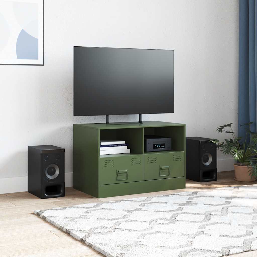 vidaXL TV Cabinet Olive Green 67x39x44 cm Steel 3