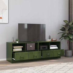 TV Cabinet 67x39x44 cm Steel Olive green 2