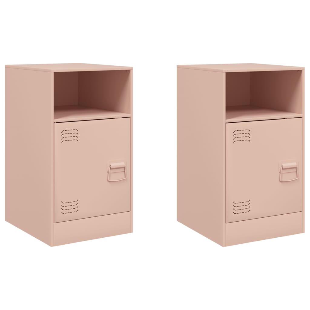 vidaXL Bedside Cabinets 2pcs Pink 34.5x39x62 cm Steel 2