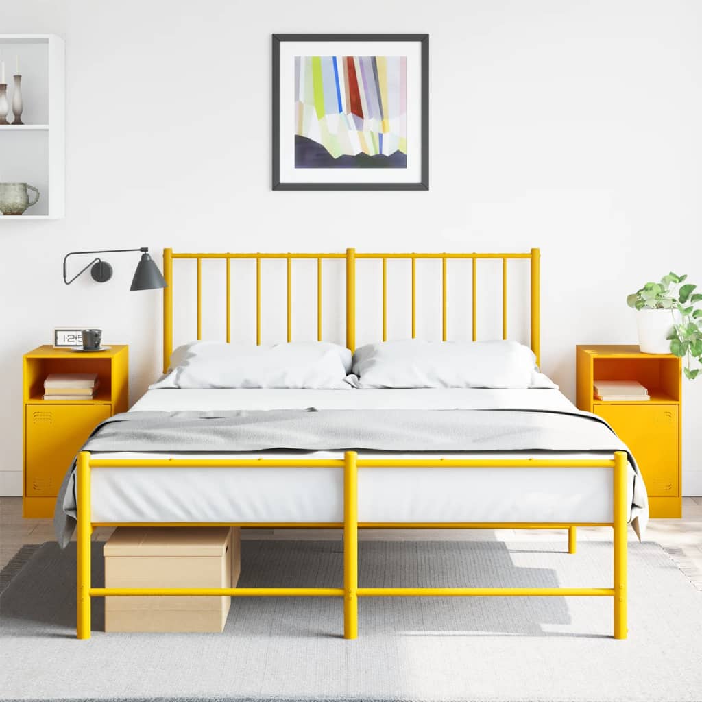 vidaXL Bedside Cabinets 2 pcs Mustard Yellow 34.5x39x62 cm Steel 1