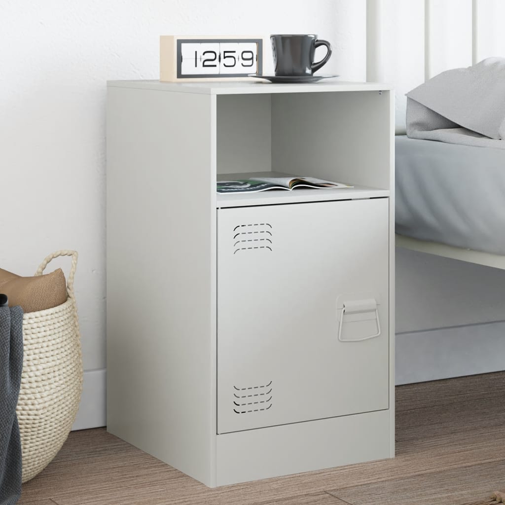vidaXL Bedside Cabinet White 34.5x39x62 cm Steel 1