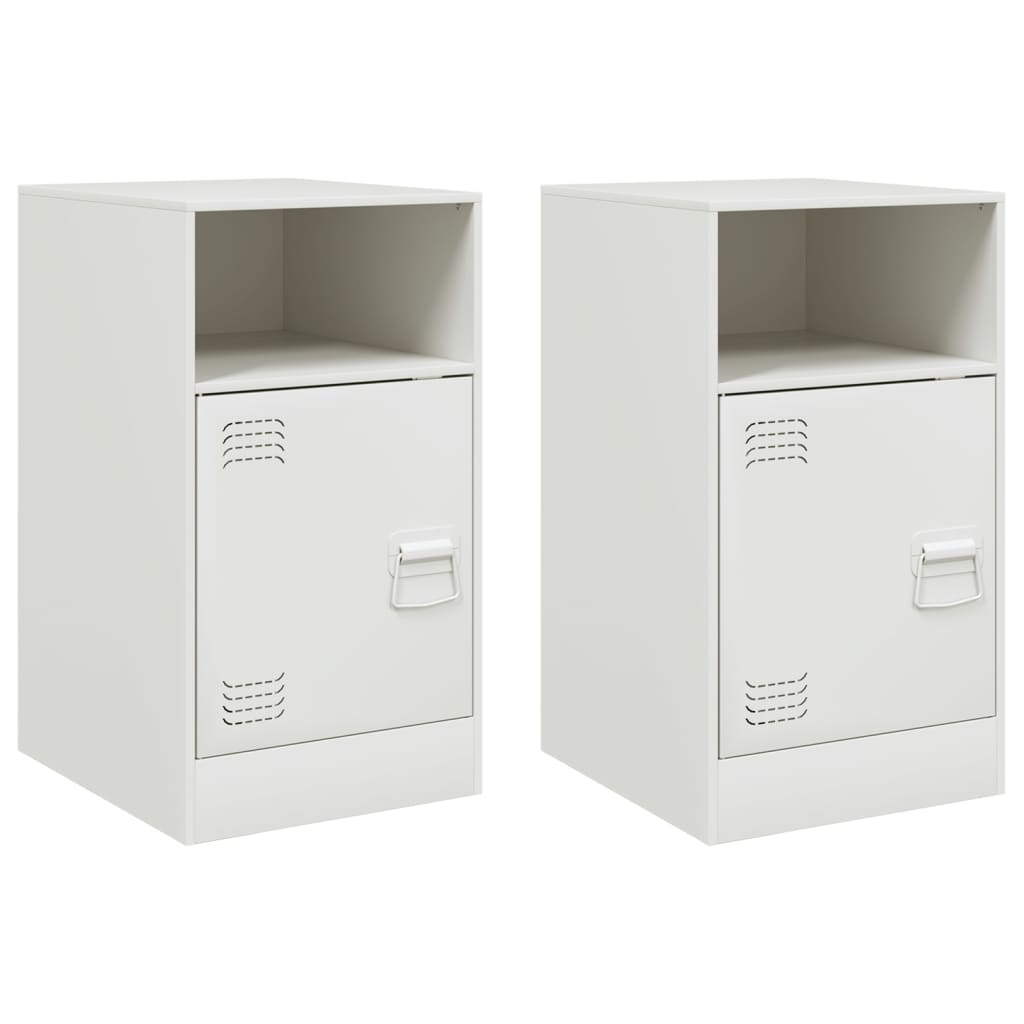 vidaXL Bedside Cabinets 2 pcs White 34.5x39x62 cm Steel 2