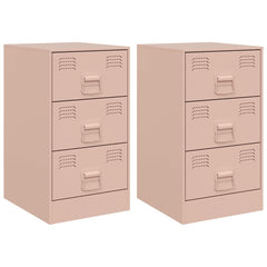 vidaXL Bedside Cabinets 2 pcs Pink 34.5x39x62 cm Steel 2