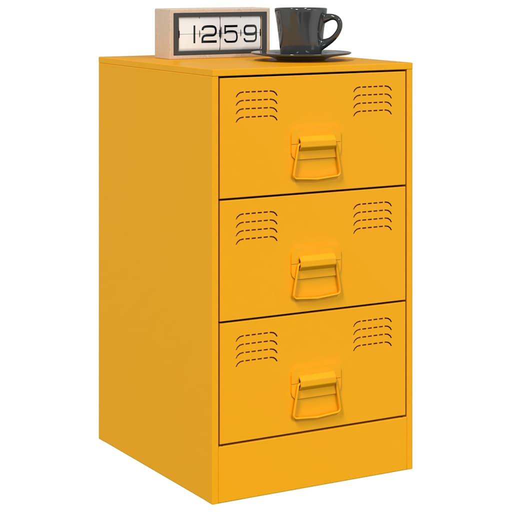 vidaXL Bedside Cabinets 2 pcs Mustard Yellow 34.5x39x62 cm Steel 3