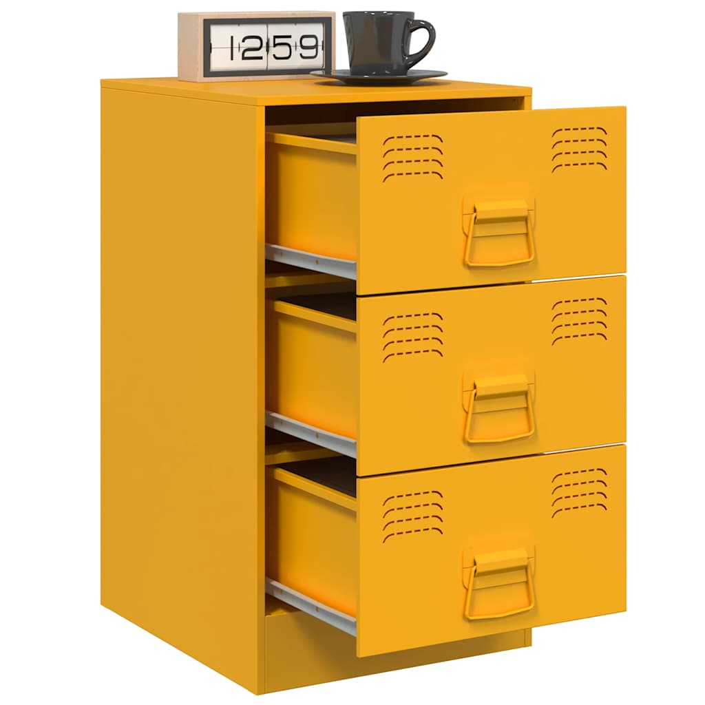 vidaXL Bedside Cabinets 2 pcs Mustard Yellow 34.5x39x62 cm Steel 4