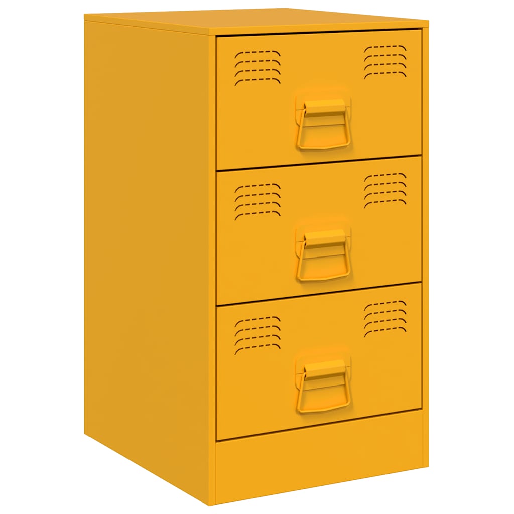 vidaXL Bedside Cabinets 2 pcs Mustard Yellow 34.5x39x62 cm Steel 5