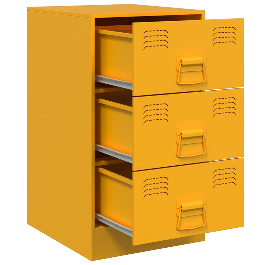 vidaXL Bedside Cabinets 2 pcs Mustard Yellow 34.5x39x62 cm Steel 6