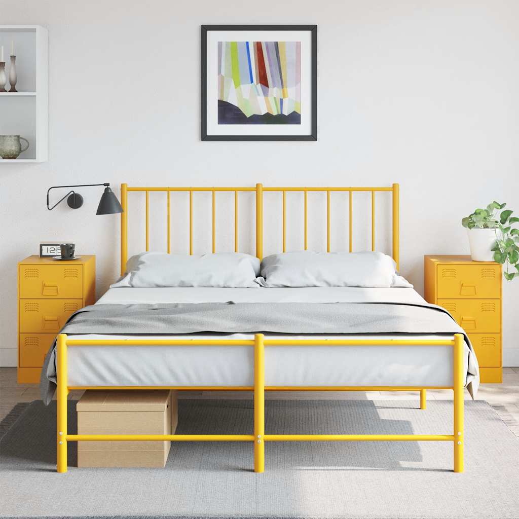 vidaXL Bedside Cabinets 2 pcs Mustard Yellow 34.5x39x62 cm Steel 1