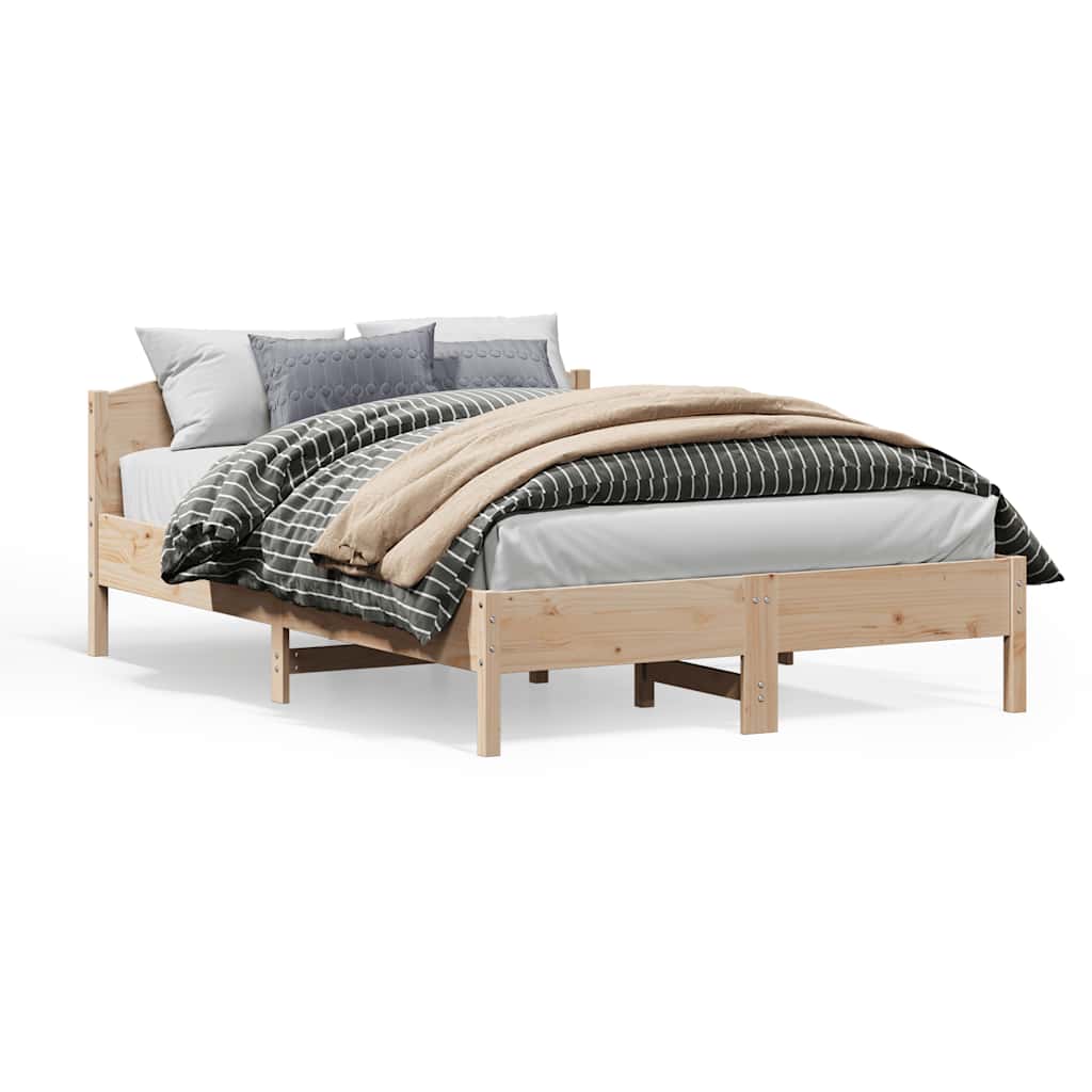Bed Frame without Mattress Solid Wood Pine Length Natural