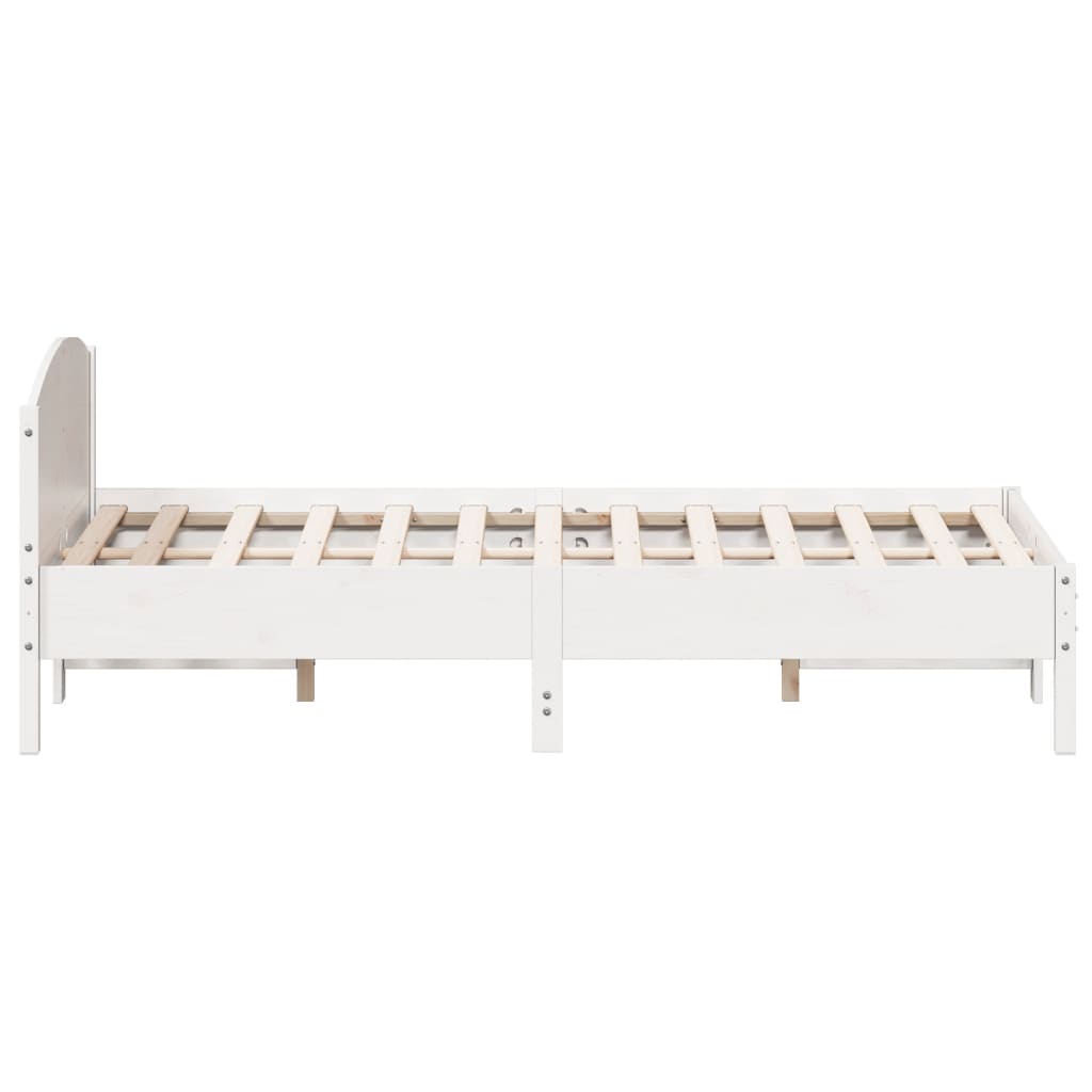 Bed Frame without Mattress Solid Wood Pine Length 200 cm White 140 cm