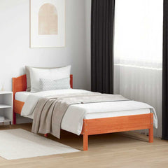 vidaXL Bed Frame without Mattress Wax Brown 100x200 cm Solid Wood Pine 3