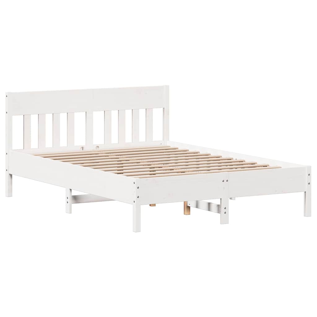 Bed Frame without Mattress Solid Wood Pine Length 200 cm White 120 cm