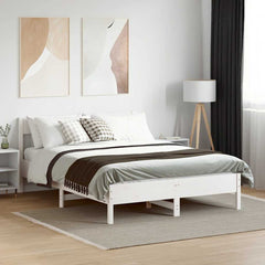 Bed Frame without Mattress Solid Wood Pine Length 200 cm White 120 cm