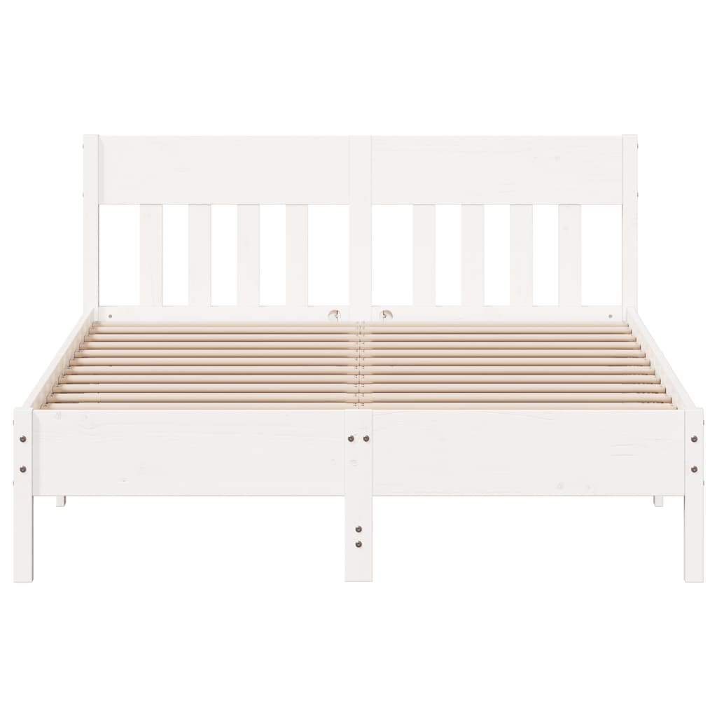 Bed Frame without Mattress Solid Wood Pine Length 190 cm White 140 cm