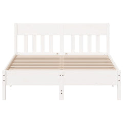 Bed Frame without Mattress Solid Wood Pine Length 190 cm White 140 cm