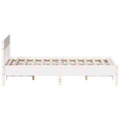 Bed Frame without Mattress Solid Wood Pine Length 190 cm White 140 cm