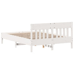 Bed Frame without Mattress Solid Wood Pine Length 190 cm White 140 cm