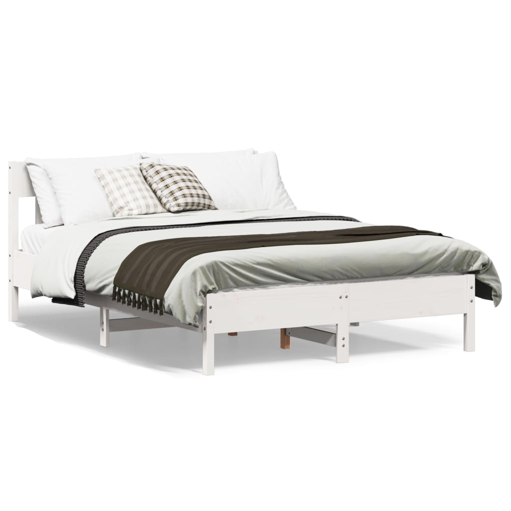 Bed Frame without Mattress Solid Wood Pine Length 190 cm White 120 cm