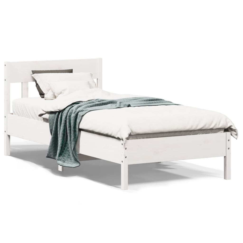 Bed Frame without Mattress Solid Wood Pine Length 190 cm White 75 cm