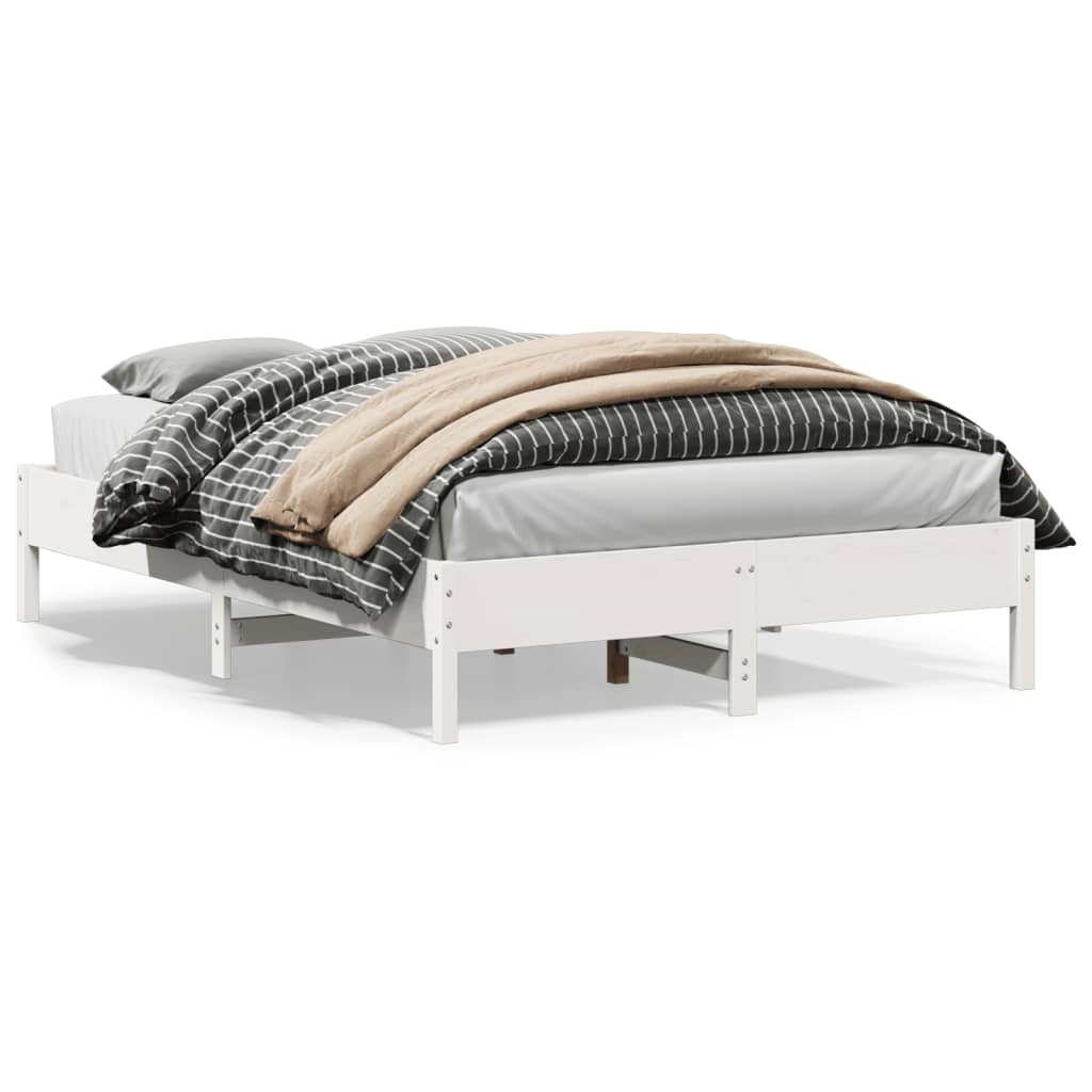 Bed Frame without Mattress Solid Wood Pine Length 200 cm White 160 cm