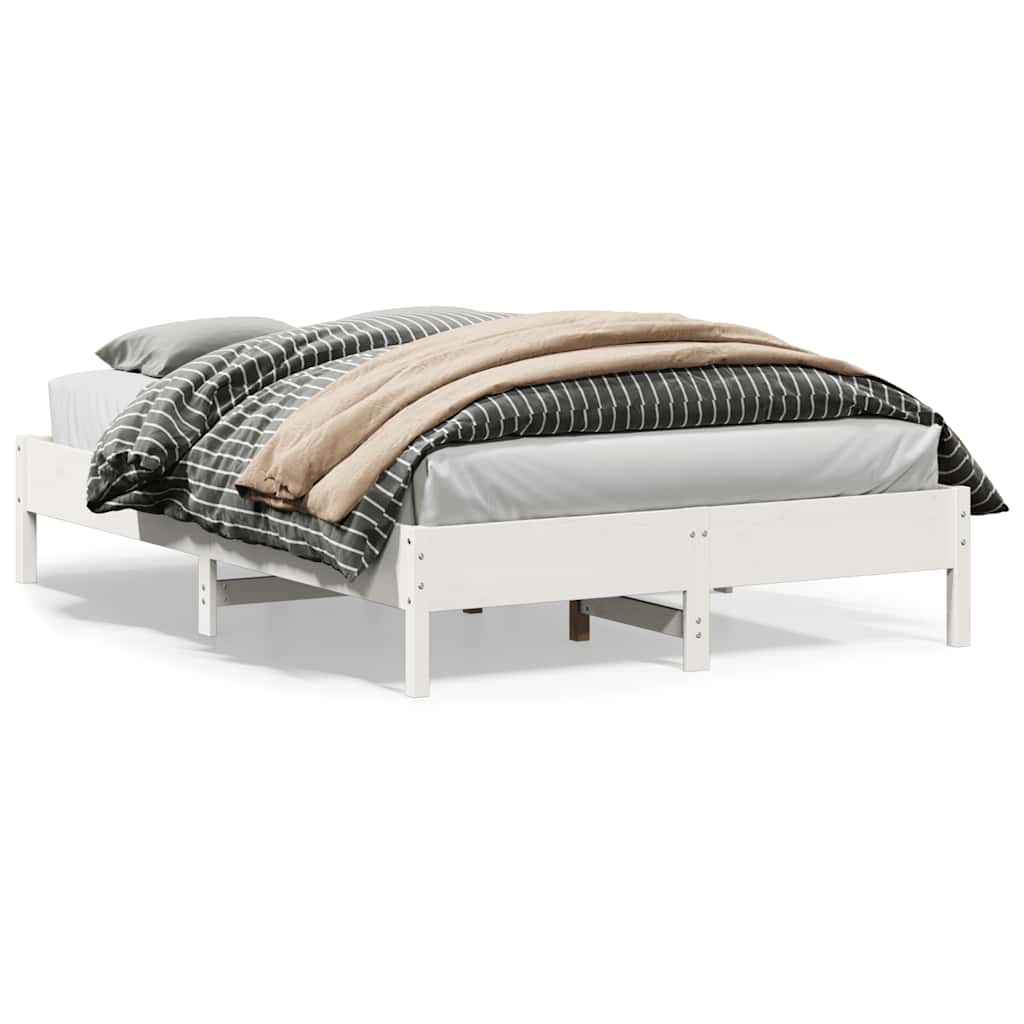 Bed Frame without Mattress Solid Wood Pine Length 200 cm White 150 cm