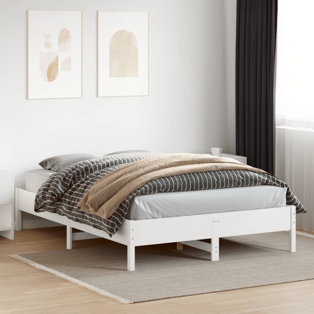 vidaXL Bed Frame without Mattress White 140x200 cm Solid Wood Pine 3