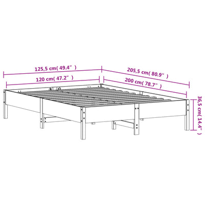 Bed Frame Wax Brown 120x200 cm Solid Wood Pine