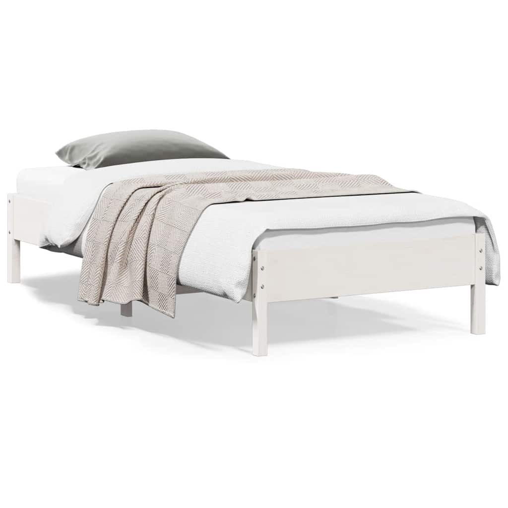 Bed Frame without Mattress Solid Wood Pine Length 200 cm White 100 cm