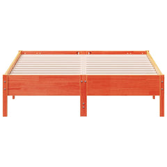 vidaXL Bed Frame without Mattress Wax Brown 135x190 cm Double Solid Wood Pine 4