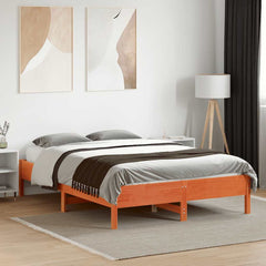 vidaXL Bed Frame without Mattress Wax Brown 120x190 cm Small Double Solid Wood Pine 3