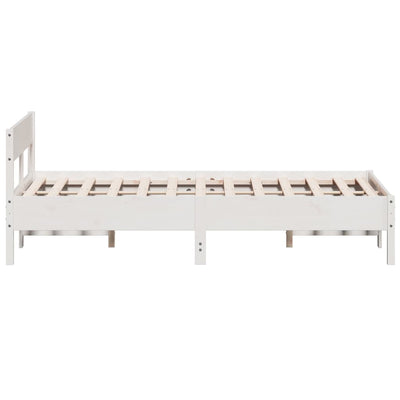 Bed Frame with Headboard White 160x200 cm Solid Wood Pine