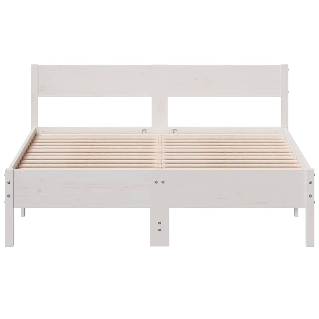 Bed Frame without Mattress Solid Wood Pine Length 200 cm White 140 cm