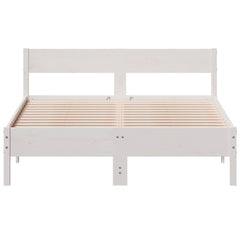 Bed Frame without Mattress Solid Wood Pine Length 200 cm White 140 cm
