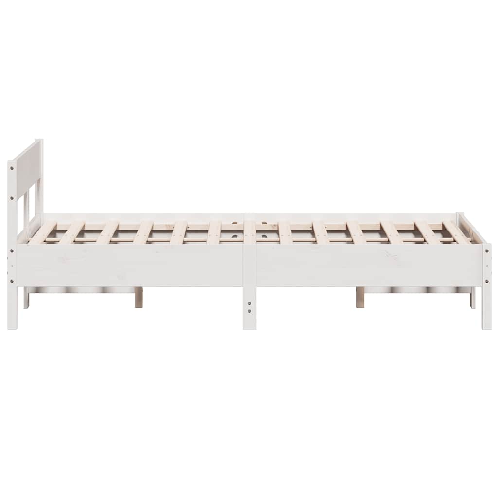 Bed Frame without Mattress Solid Wood Pine Length 200 cm White 140 cm